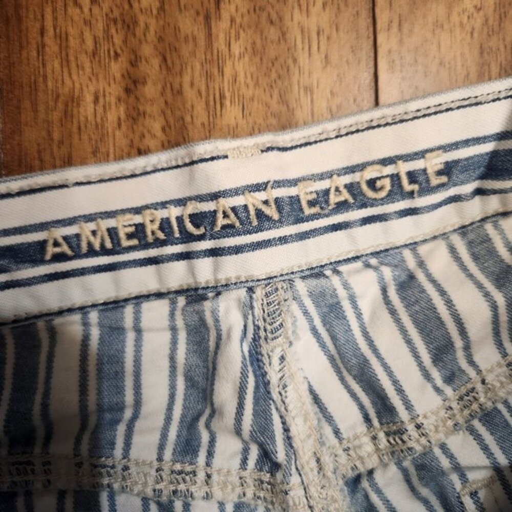 American Eagle Outfitters Striped Denim Shorts chore High Rise Cuffed Size‎ 6 - Picture 5 of 10